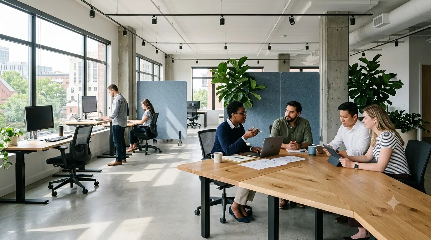 Modern office furniture layout and space planning
