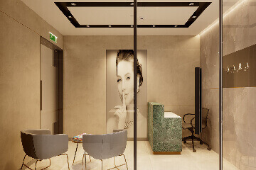 Modern commercial office interior design with open workstation layout
