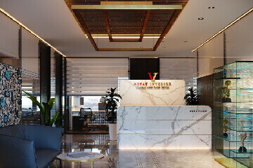 Stylish commercial office lounge and seating area interior design