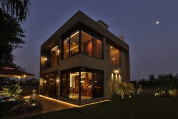 Modern residential villa open-plan living room interior