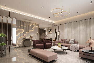 Spacious residential lounge and entertainment room design
